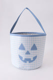 Blue Pumpkin Applique Gingham Basket