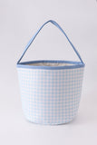 Blue Pumpkin Applique Gingham Basket