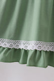 Sage collar smocked lace dress