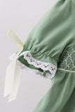 Sage collar smocked lace bloomer set