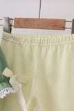 Sage collar smocked lace pants set