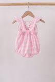 Pink Jack-O-Lantern  Applique Ruffle Gingham Bubble