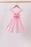 Pink Jack-O-Lantern  Applique Ruffle Dress