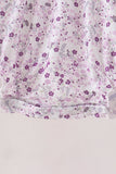 Purple floral smocked bow bubble