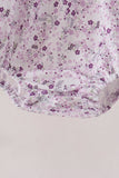 Purple floral blessed smocked ruffle bubble