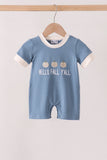 Blue Hallo Fall Y'ALL Pumpkin Romper