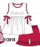 Red Alabama Roll Tide Embroidery Ruffle Shorts Set