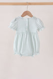 Sage pumpkin smocked gingham bubble