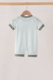Sage pumpkin embroidery gingham romper