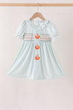 Sage pumpkin smocked gingham dress