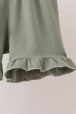 Sage pumpkin smocked gingham ruffle shorts set