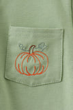 Sage Pumpkin Embroidered Button Down Shirt