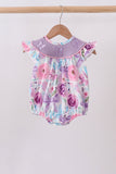 Purple Bow Embroidered Floral Bubble