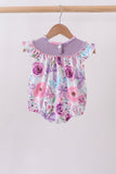 Purple Bow Embroidered Floral Bubble