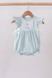 Light blue character embroidery ruffle bubble