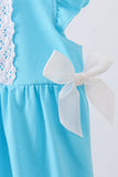 Blue character embroidery ruffle bubble