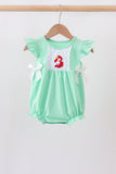 Green character embroidery ruffle bubble
