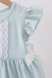 Light blue character embroidery ruffle dress