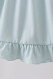 Light blue character embroidery ruffle dress