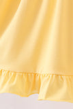 Mustard character embroidery ruffle dress