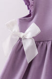 Purple character embroidery ruffle dress