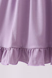 Purple character embroidery ruffle dress