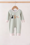 Sage hunting embroidery romper
