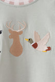 Sage hunting embroidery romper