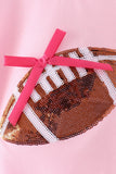 Pink football bow sequin bubble