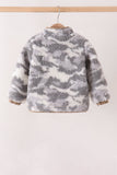 Grey camouflage fleece jacket