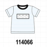 Blue Ghost Embroidery Stripe Top