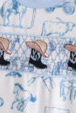 Blue Cowboy Smocked Romper