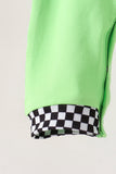 Green car embroidery checkered romper