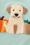 Green dog pumpkin french knot boy top
