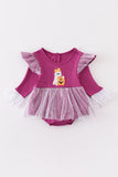 Purple halloween ghost pumpkin applique girl bubble