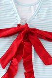Blue stripe truck baseball applique girl set