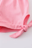 Pink stripe smocked strap girl set