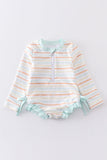 Multicolored stripe one piece girl swimwear