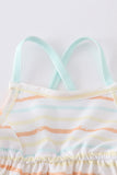 Multicolored stripe two piece girl swimsuit