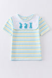 Easter stripe french knot bunny boy top