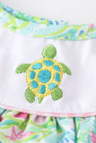 Green Turtle Embroidered Bloomer Set