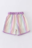 Multicolored stripe ruffle girl shorts