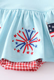 Blue patriotic flag embroidery girl bubble