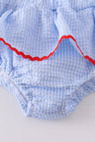 Seersucker patriotic flag applique 2pc girl swimsuit