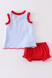 Patriotic flag applique seersucker girl set