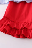 Patriotic flag embroidery seersucker girl set
