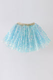 Blue sequin tulle tutu skirt