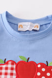 Blue apple applique boy set