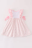Pink bow football embroidery dress