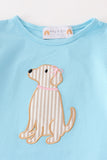Blue puppy applique girl set
